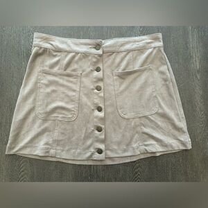 ALTARD STATE SUEDE TAN BUTTON FRONT MINI SKIRT - Size Large SKU:224